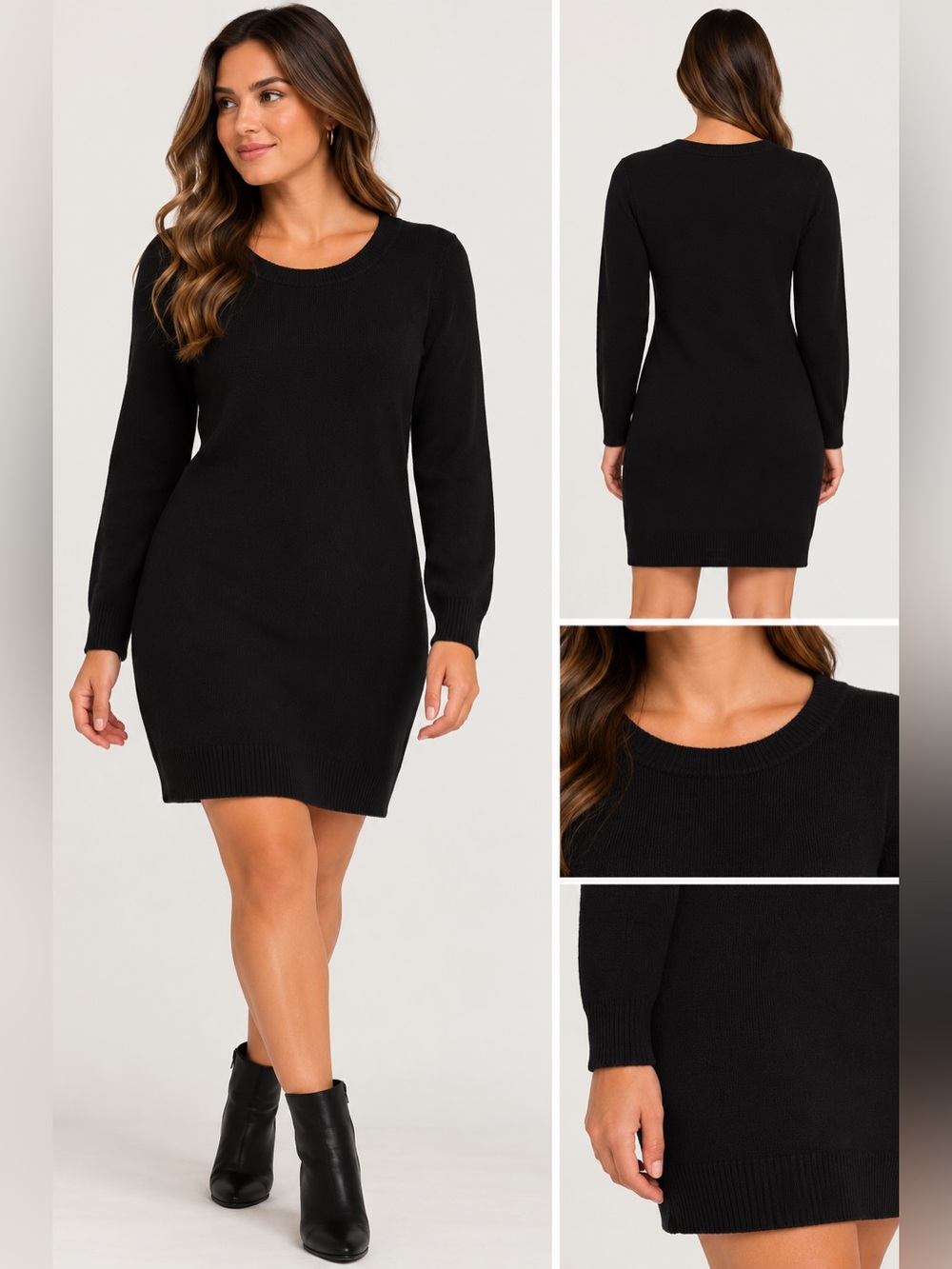Majora Black Long-Sleeve Knit Dress